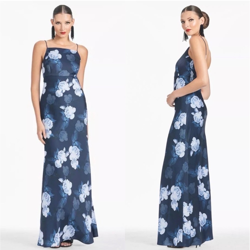 Sachin & Babi Shyla‎ Floral Gown Midnight Glacial Rose Size 0 NWT